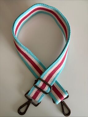 Noonday Collection Teal, White & Pink Striped Adjustable Bag Strap